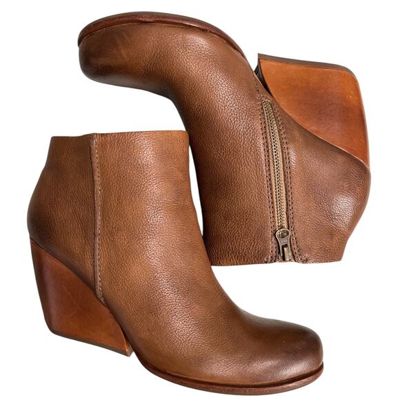 Kork Ease Natalya Wedge Bootie Sz 9.5 Brown Leather Ankle Boot - Picture 7 of 13